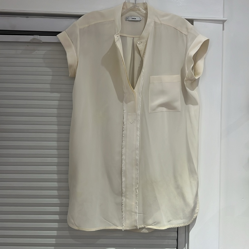 Vince 100% silk cap sleeve blouse